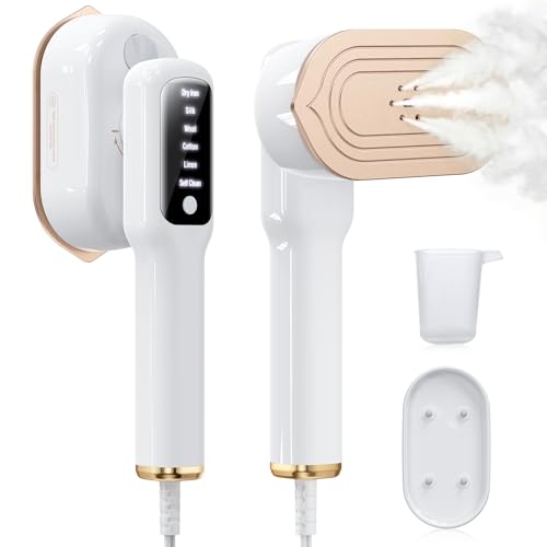 Light White 2026 Travel 2-in-1 Garment Steamer & Iron, 1200W, LED Display