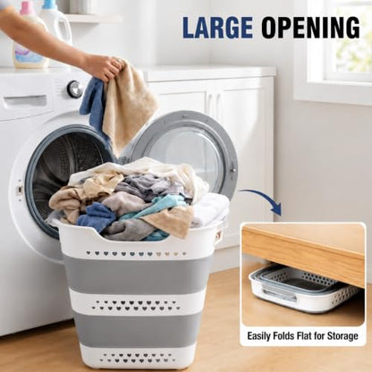 Gery 42L Collapsible Laundry Basket with Handles - Foldable Storage Bin for Washing