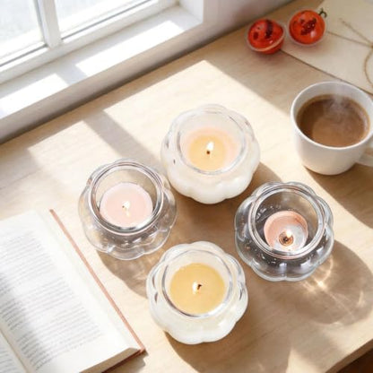Clear Glass Candle Jars with Airtight Bamboo Lids - 4 Pack
