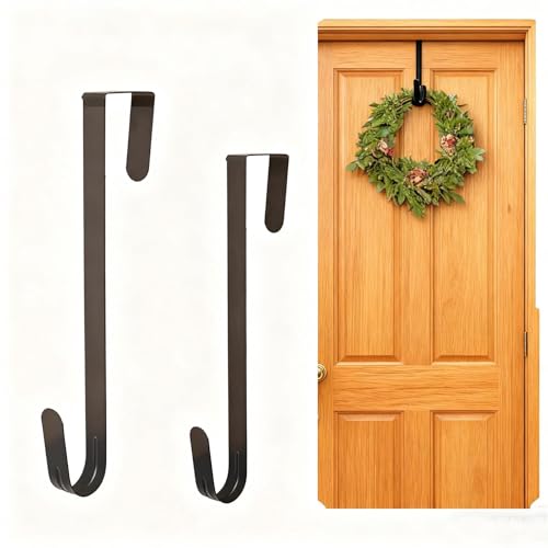 10 Inch Metal Wreath Hanger Over The Door Hooks for Christmas & Holiday Decorations Black