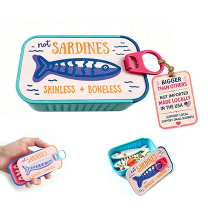 Light Cyan Blue Sardine Can Jewelry Box - 3D Printed Tangle-Free Travel Case