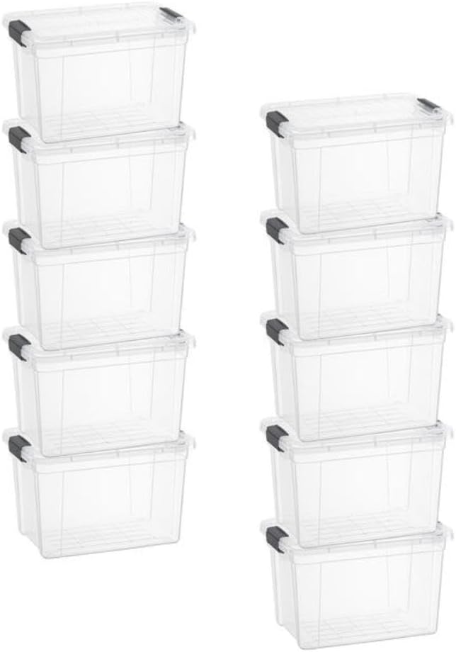 Superio Storage Bins - 10 Pack Clear Stackable Containers | 2.5 Qt BPA-Free, Non-Toxic Organizers for Home & Office