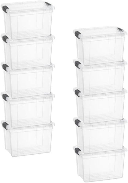 Superio Storage Bins - 10 Pack Clear Stackable Containers | 2.5 Qt BPA-Free, Non-Toxic Organizers for Home & Office