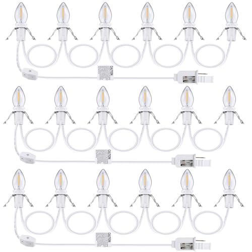 3-Pack LED Light Cord with 6 Bulbs for Christmas Village & Halloween Decor
