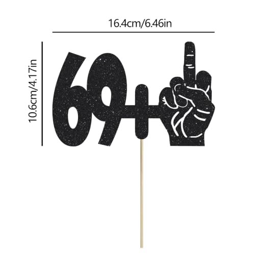 Black Glitter Cake Topper 70th Birthday Party Decoration - 1Pc