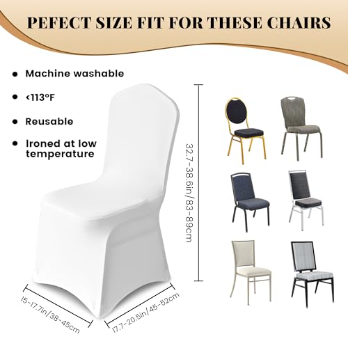 50 Pack Polyester Spandex Chair Covers for Dining, Wedding & Party