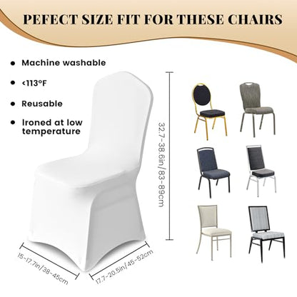 50 Pack Polyester Spandex Chair Covers for Dining, Wedding & Party