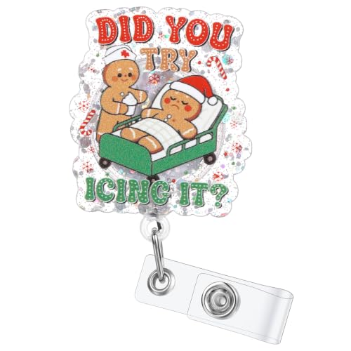 Cute Christmas Gingerbread Nurse Badge Reel - Orthopedic ID Holder with Whimsical Design