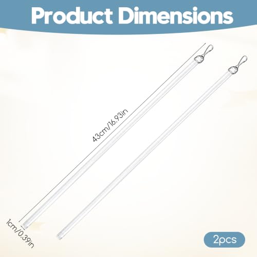 2 Pack 17-Inch Clear Curtain Pull Wand with Hook for Window Blinds