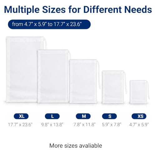 4Pcs Fine Mesh Filter Bags with Drawstring - 9.8 x 13.8 Inches, Food-Grade Nylon