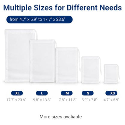 4Pcs Fine Mesh Filter Bags with Drawstring - 9.8 x 13.8 Inches, Food-Grade Nylon