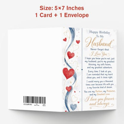 Romantic Husband Birthday Card - C Style with Kraft Envelope