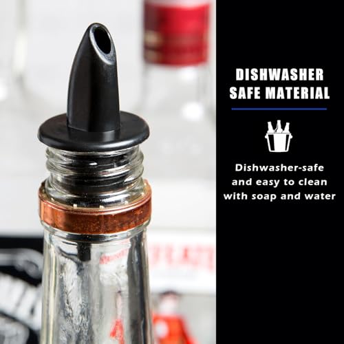 Black Plastic Liquor Pourers 2 Pack for Bottles, Alcohol, Oil, Syrup - Fits Most Standard Sizes