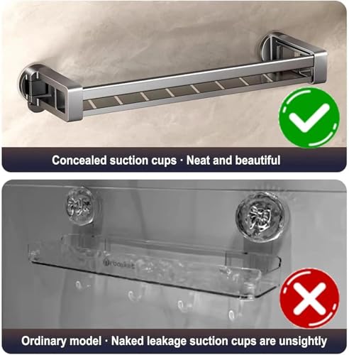 Heavy Duty Suction Cup Shelf 50cm Wall-Mounted Organizer for Bathroom & Kitchen