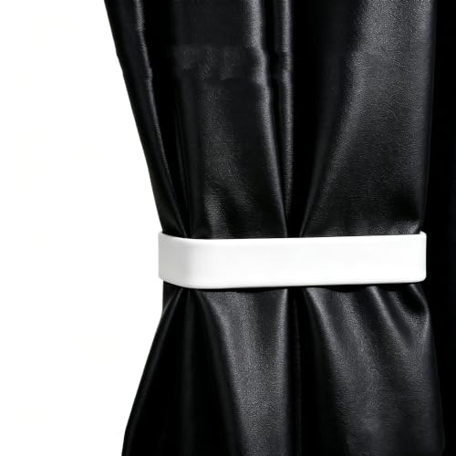 White Adhesive Curtain Holdbacks - No Drill, Damage-Free Peel & Stick, 2 Pack