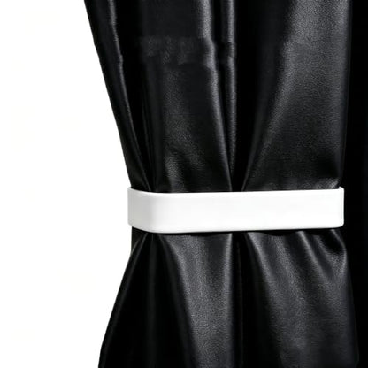 White Adhesive Curtain Holdbacks - No Drill, Damage-Free Peel & Stick, 2 Pack
