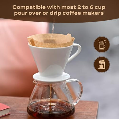 200 Count Coffee Filters #2 Unbleached Natural Paper Fits 2-6 Cup Makers - Reusable, Tear-Resistant