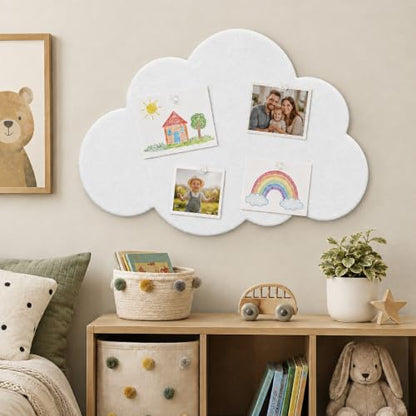 White Cloud Felt Bulletin Board 24 x 18 in with 20 Push Pins - Cloud-Shaped Wall Decor