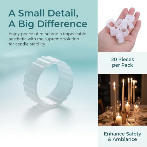 Transparent Silicone Taper Candle Ring Gripper - Non-Slip Stabilizer for 3/4 Inch Candles