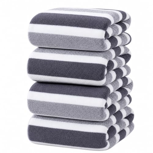 Large Microfiber Bath Towel Set - 4 Soft Quick-Dry 34.6" x 67" Gray