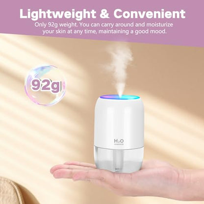 Mini Gray White Portable Humidifier with Auto Shut-off for Bedroom, Office, Car, 200ml