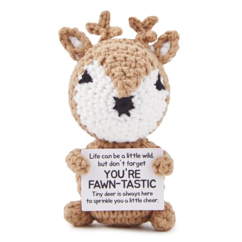 Fawn-tastic Crochet Deer Gift - Positive Birthday Gift for Women & Men