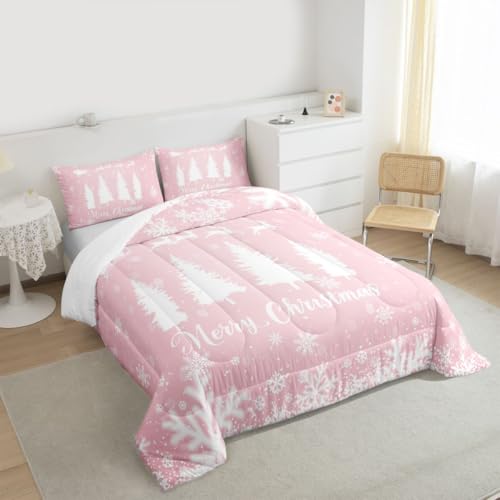 Pink Christmas Comforter Set Queen Size Bedding - Multi 11 Style