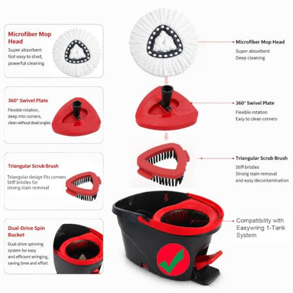 10 Pack Microfiber Mop Head Replacements for Spin Mop Systems - EasyWring Compatible