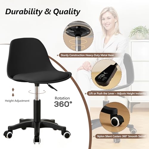 Small Office Desk Chair with Swivel & Height Adjustment — Armless Task Chair