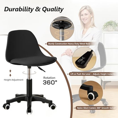 Small Office Desk Chair with Swivel & Height Adjustment — Armless Task Chair