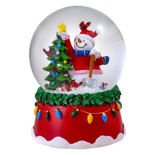 Snowman with Cardinals Holiday Snow Globe - Christmas Decor, 5.5 Inches