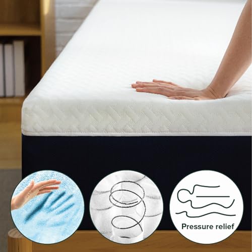 ZINUS 12 Inch Twin Cooling Comfort Hybrid Mattress [New Version], Fiberglass Free, Medium Firm Feel, Motion Isolation, Certified Safe Foams & Fabric