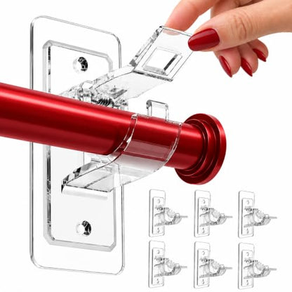 Heavy Duty Self Adhesive Curtain Rod Brackets - No Drill, Removable