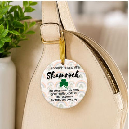 Irish Shamrock Christmas Ornament - Personalized Celtic Good Luck Keepsake - 2.625 Inch