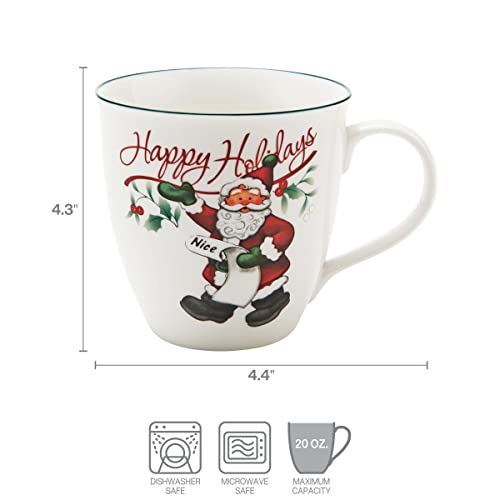 Pfaltzgraff Winterberry Naughty and Nice Mug Set - 20 oz Assorted