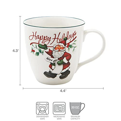 Pfaltzgraff Winterberry Naughty and Nice Mug Set - 20 oz Assorted