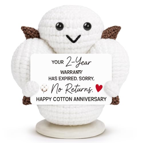 Funny 2nd Anniversary Cotton Gift for Couples Handmade Crochet Keepsake