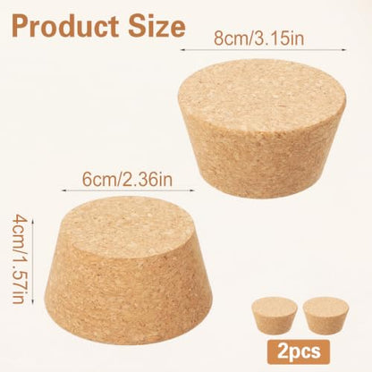 Large Cork Stoppers Set - Wooden Bottle Seals for Wine, Oil, Vinegar