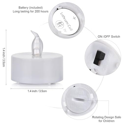 Nancia LED Flameless Tea Lights 12 Pack Warm White Battery Operated Candles