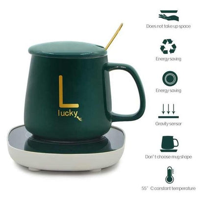 400ml Ceramic Coffee Mug & USB Cup Warmer Set – 55°C Heating Technology, Perfect for Office, Home Office, and Travel – Ideal Business Gift