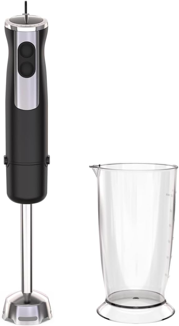Skiennix Immersion Blender - 1000W Electric Stick Mixer with 12 Adjustable Speeds & Measuring Cup