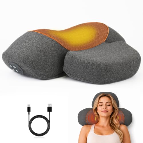 Cordless Heated Neck Massager Pillow with Heat & Massage Modes