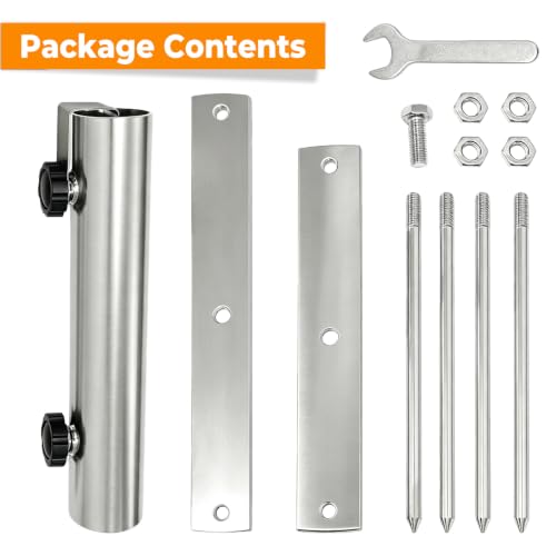 Heavy Duty Outdoor Umbrella Base Holder for 1.1-1.5in Poles, Steel Sand & Grass Anchor