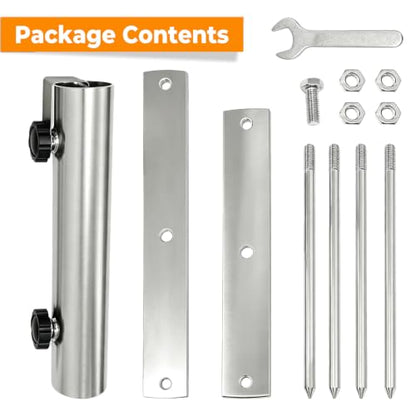 Heavy Duty Outdoor Umbrella Base Holder for 1.1-1.5in Poles, Steel Sand & Grass Anchor