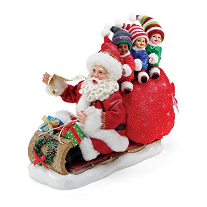 Christmas Santa Figurine with Sled and Gift Sack - 9 Inch Holiday Decor