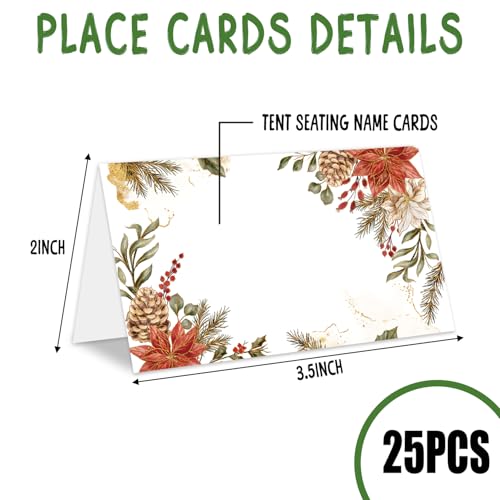 Christmas01 25 Pcs Holiday Place Cards for Table Setting - Boho Seat Labels