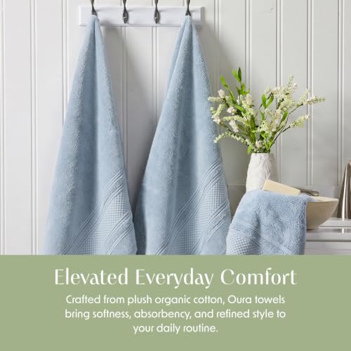 Organic Cotton Bath Towel Set - 6 Piece Blue Fog GOTS Certified Heavyweight