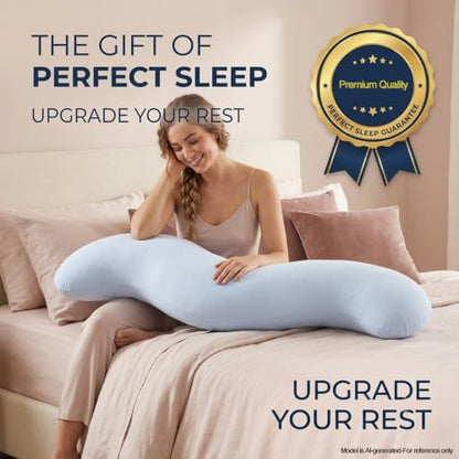 Body Align Cooling Body Pillow for Side Sleepers Blue - Removable Washable Cover