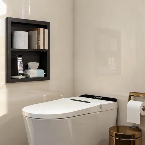 Wood Recessed Wall Niche Cabinet with Adjustable Shelves for Bathroom Living Room Bedroom