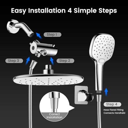 10-Inch Rain Shower Head with Handheld Spray & 71-Inch Hose - Silver2